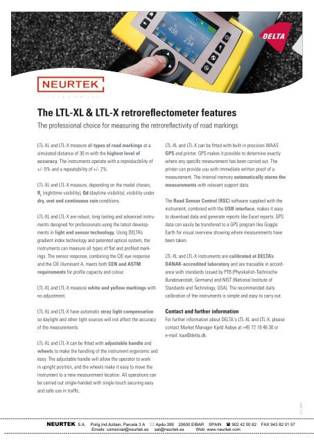 The LTL-XL & LTL-X retroreflectometer features - Neurtek