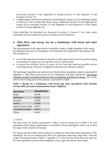 Energy Use in the Food Sector: A data