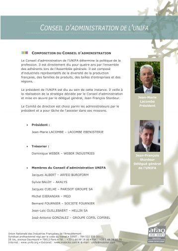 CONSEIL D'ADMINISTRATION DE L'UNIFA