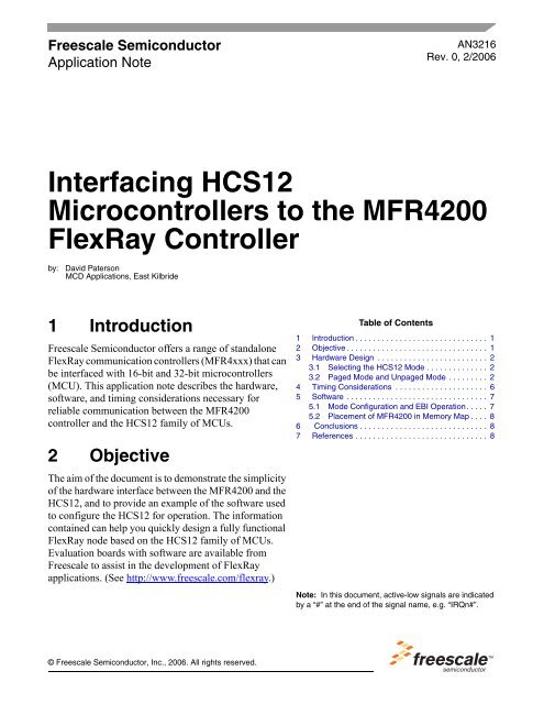 Interfacing HCS12 Microcontrollers to the MFR4200 FlexRay ...