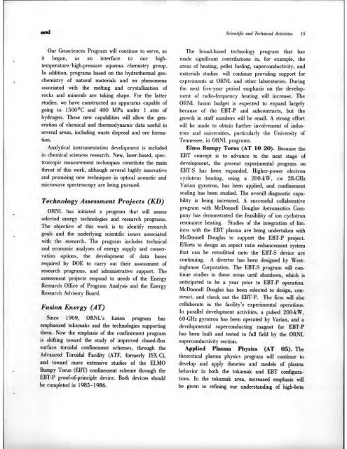 Oak Ridge National Laboratory Institutional Plan: FY 1982-1987