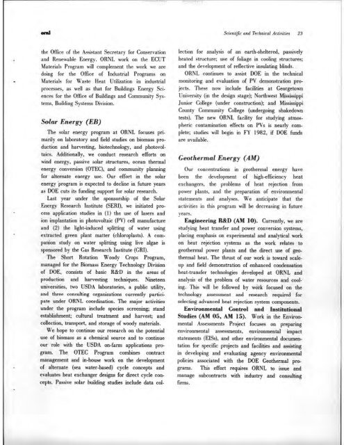 Oak Ridge National Laboratory Institutional Plan: FY 1982-1987
