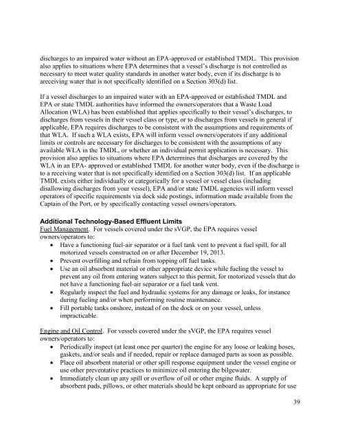 EPA's Vessel General Permit and Small Vessel General