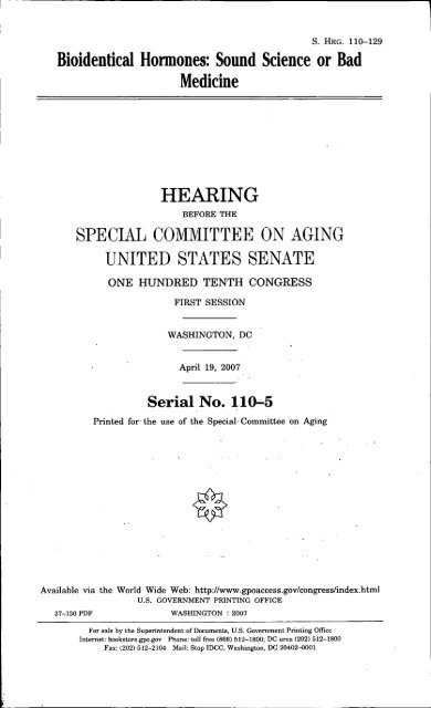 390px x 640px - Bioidentical Hormones - U.S. Senate Special Committee on Aging