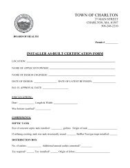 Installers As Built Certification Form - Town of Charlton