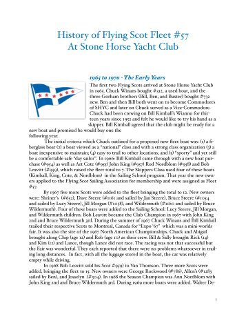 History of Flying Scot Fleet #57 At Stone Horse Yacht Club