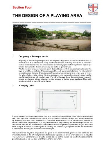 Design of the Playing Area - English Petanque Association