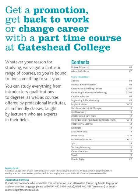 part time course - Gateshead College