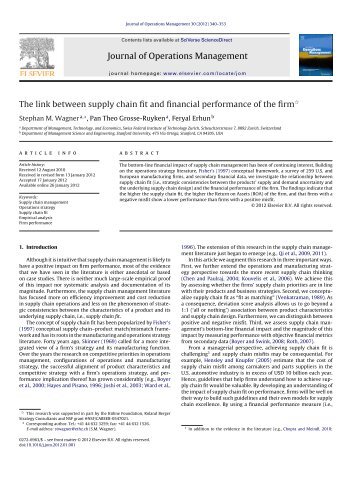 The link between supply chain fit and financial - MBA, Supply Chain ...