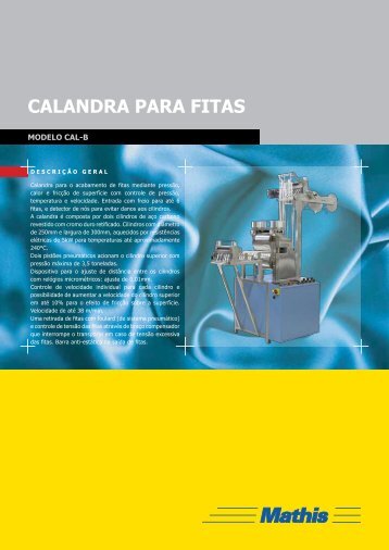 calandra Para fitaS - MATHIS Aparelhos de Laboratório Mathis Ltda