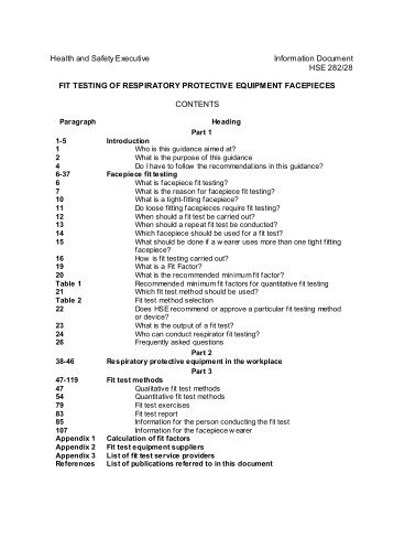 Fit testing of face pieces -information (PDF 342KB - University of ...