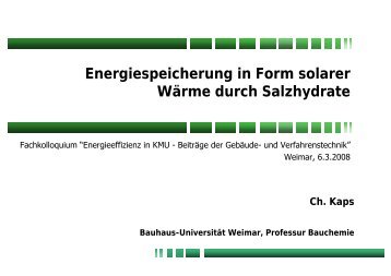 Energiespeicherung in Form solarer Wärme durch Salzhydrate