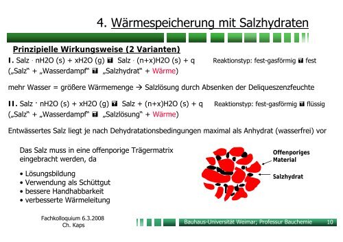 Energiespeicherung in Form solarer Wärme durch Salzhydrate