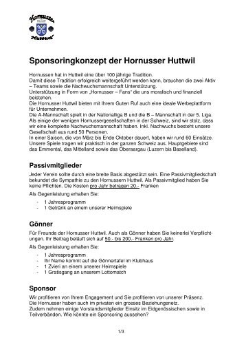 Sponsoringkonzept der Hornusser Huttwil - Hornussergesellschaft ...