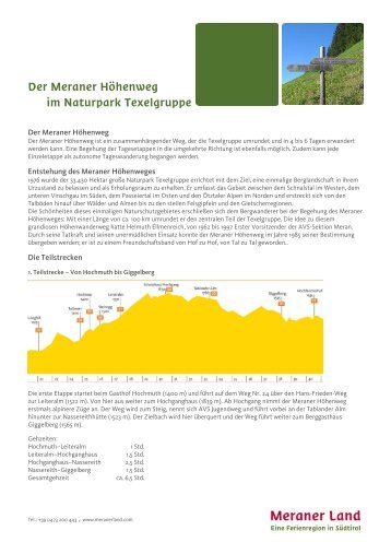 Der Meraner Höhenweg im Naturpark Texelgruppe - Intranet Dorf Tirol