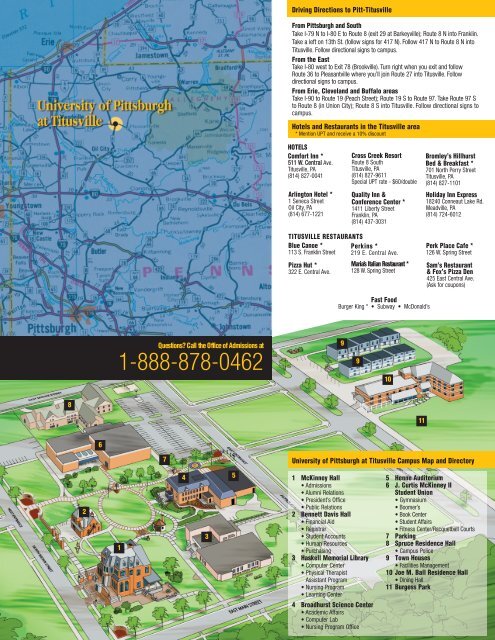 Printable Visitors' Guide - University of Pittsburgh at Titusville