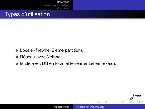 Présentation de la solution Deploy Studio pour les clients Mac ... - Jres