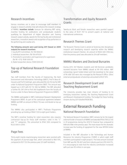 2011-NMMU-Research-Report - Research Management - Nelson ...