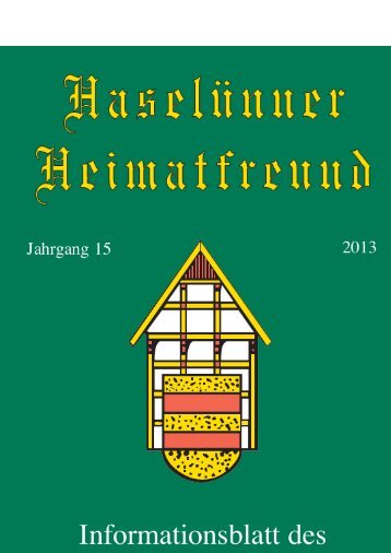 Haselünner Heimatfreund, Jahrgang 15 - 2013 - Heimatverein ...