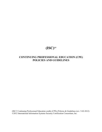 CPE Policies and Guidelines - ISC