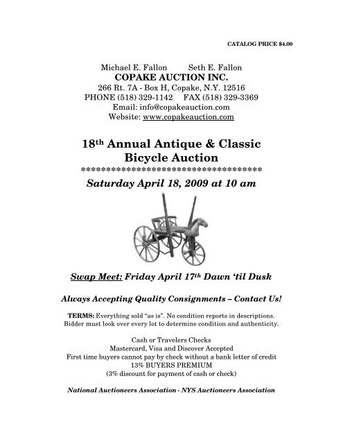18th Annual Antique & Classic Bicycle Auction - Copake Auction