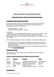 Gesundheit/Umwelt/Sicherheit - Galvaswiss AG