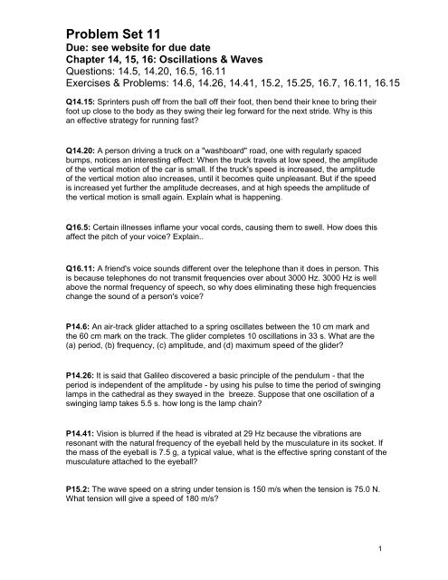 Chapter 14,15,16: Oscillations & Waves - Cabrillo College