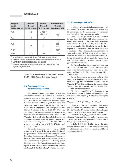 MB 322 Geschraubte Verbindungen im Stahlbau