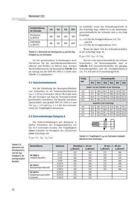 MB 322 Geschraubte Verbindungen im Stahlbau