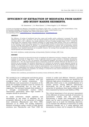 efficiency of extraction of meiofauna from sandy and muddy marine ...
