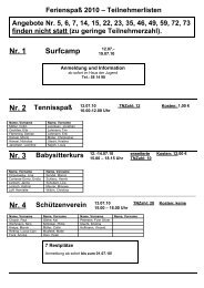 Ferienspaß 2010 – Teilnehmerlisten - Kronshagen