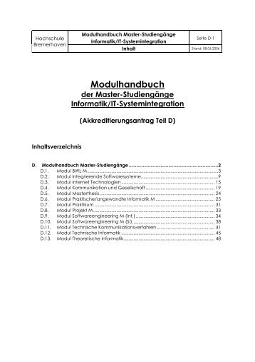 Modulhandbuch - Hochschule Bremerhaven