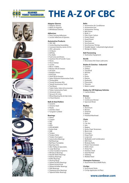THE A-Z OF CBC - CBC Bearings