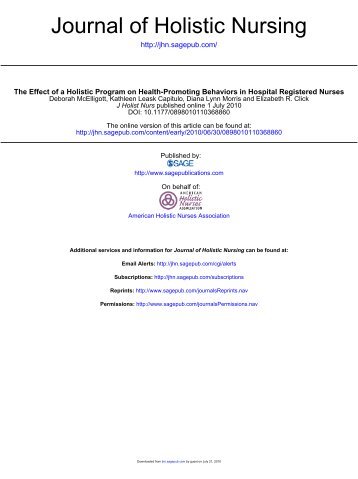 Journal of Holistic Nursing (PDF) - Frances Payne Bolton School of ...