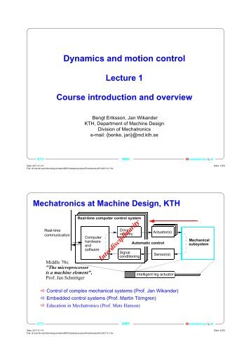 Dynamics and motion control - KTH