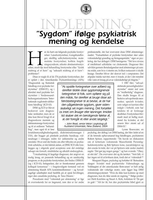 Pseudovidenskab psykiatriens diagnoser - Medborgernes ...