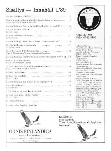 Ukuli 1/1989 - Turun Lintutieteellinen Yhdistys ry