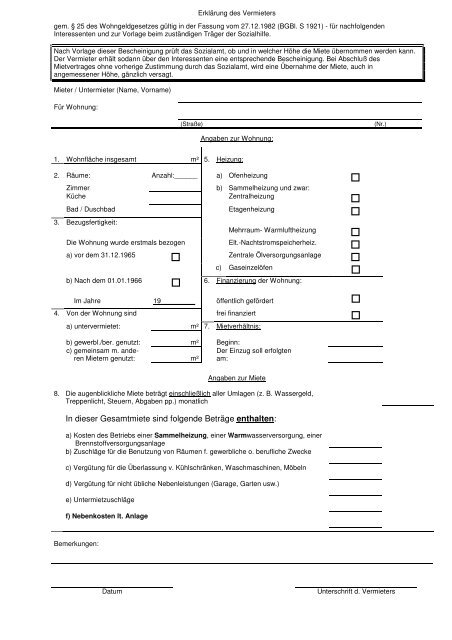 Mietbescheinigung für ARGE Formulare zum Download als ausfüllbare PDF Formulare PRIXUS Vermieter 