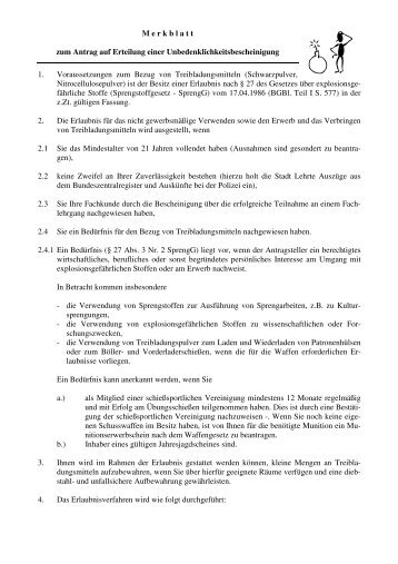 Merkblatt Unbedenklichkeitsbescheinigung - Stadt Lehrte