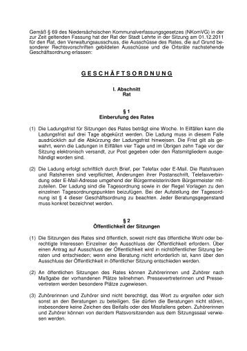 Geschäftsordnung des Rates - Stadt Lehrte