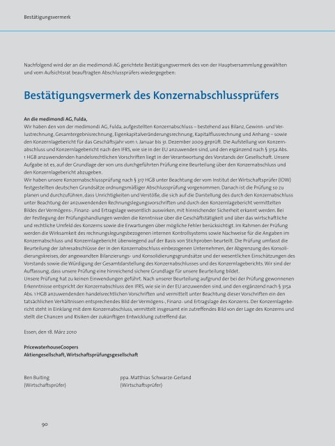 medimondi Geschäftsbericht 2009 - medimondi AG