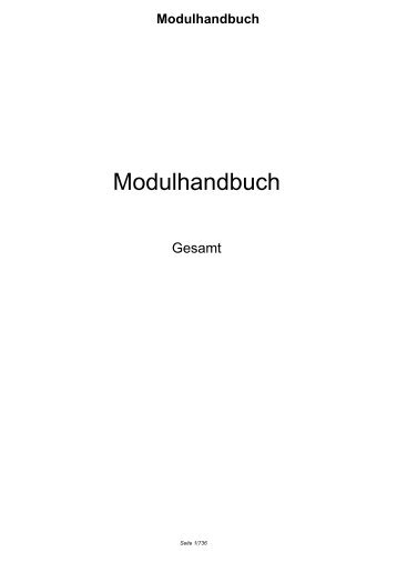 Modulhandbuch Stand 2010 - Fakultät Wirtschaftswissenschaften