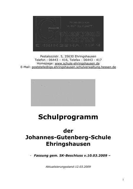 Schulprogramm Jgs Ehringsuasen Gesamtschule Ehringshausen