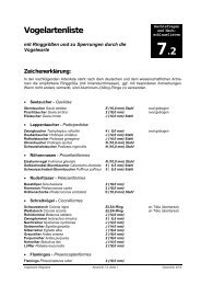 Vogelartenliste (Ringgrößenliste) 7-2