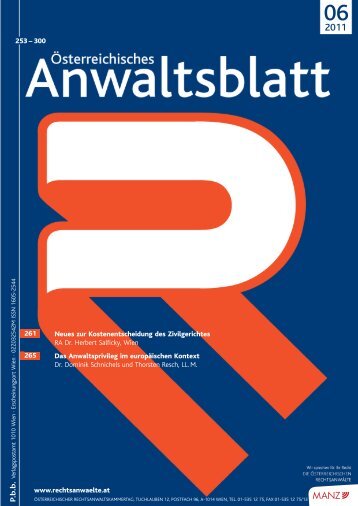 Anwaltsblatt 2011/06 - Österreichischer Rechtsanwaltskammertag