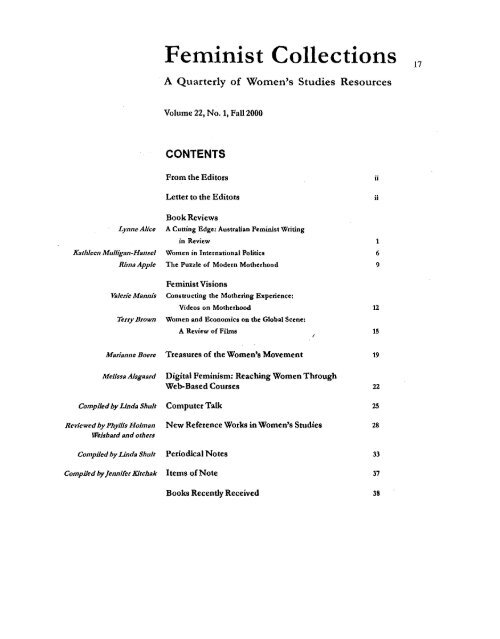 Feminist Periodicals - MINDS@UW Home - University of Wisconsin ...