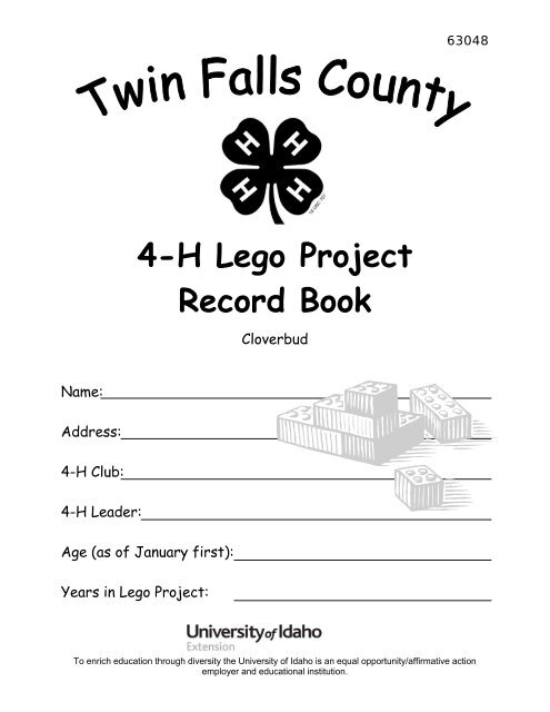 4-H Lego Project Record Book - University of Idaho Extension