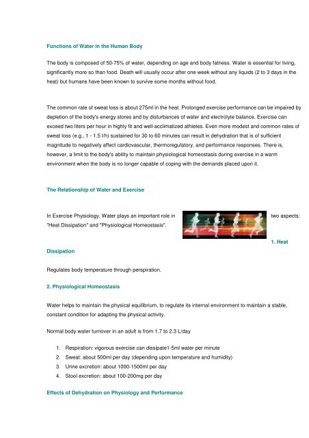 Water Function Functions of Water in the Human Body The body is composed ... - IVE