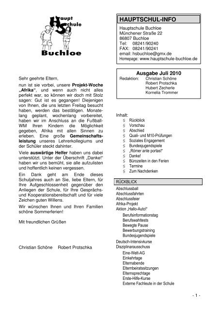 Ausgabe Juli 2010 - Mittelschule Buchloe