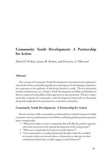 Community Youth Development: A Partnership for Action - Academic ...